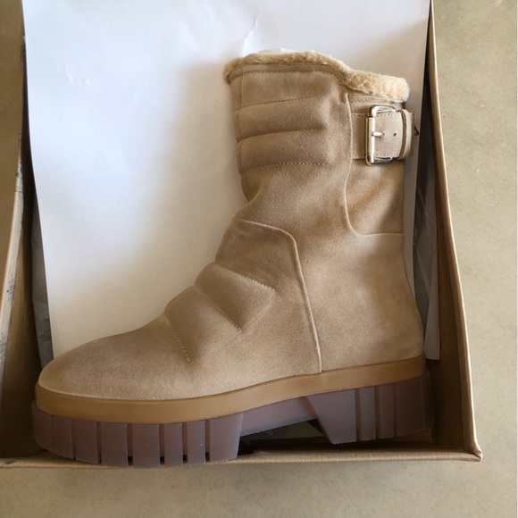 FREE PEOPLE Fable Faux-Fur-Lined Sand-Suede Boots Size 7 - Picture 12 of 16